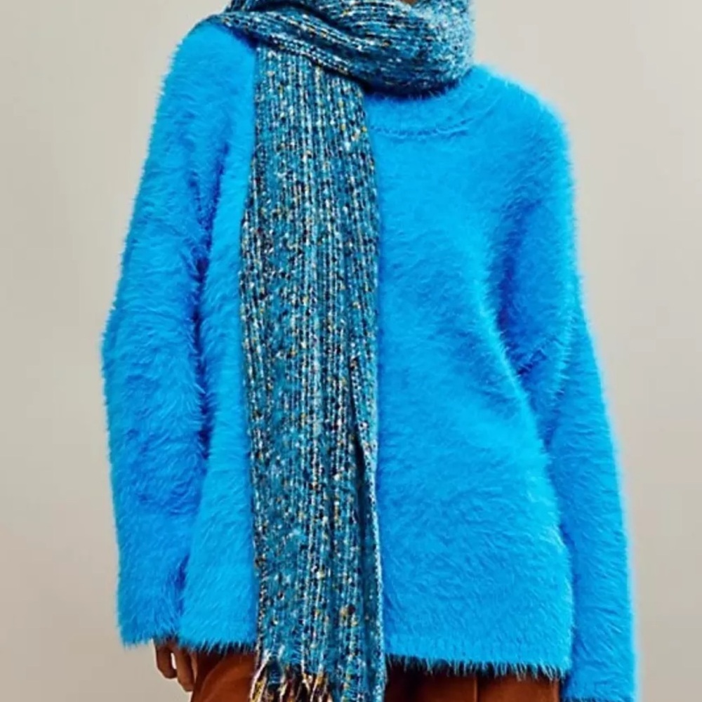 Blue Fuzzy Sweater free people SMALL OVERSIZED